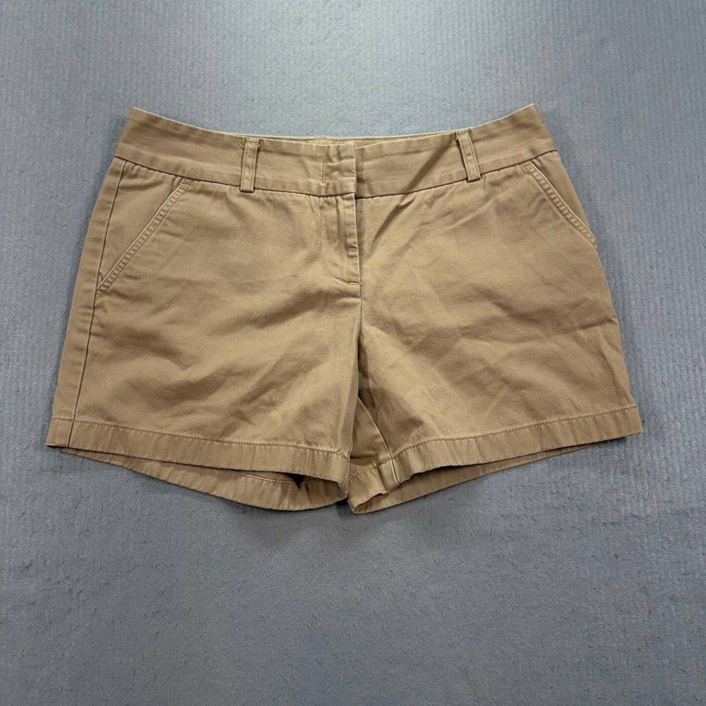 J.Crew Chino Shorts Womens 8 Tan City Fit Cotton Twill Khaki Preppy Casual